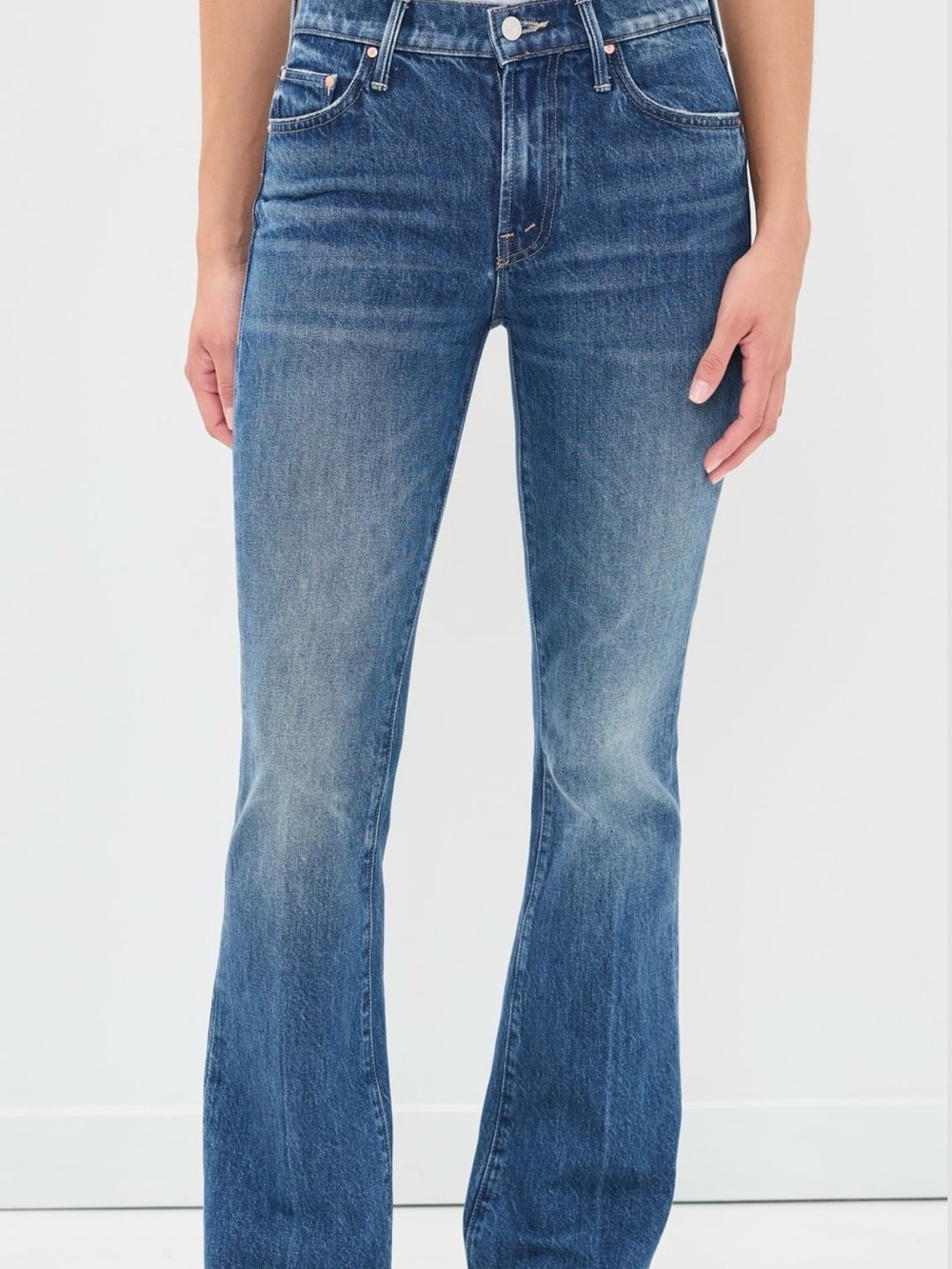 MOTHER Blue Mid-Rise Flare Jeans